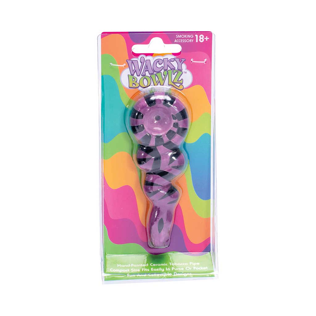 Purple snake ceramic hand pipe in retail packaging — buy online at Honeybee Herb with secure checkout and fast, discreet shipping.