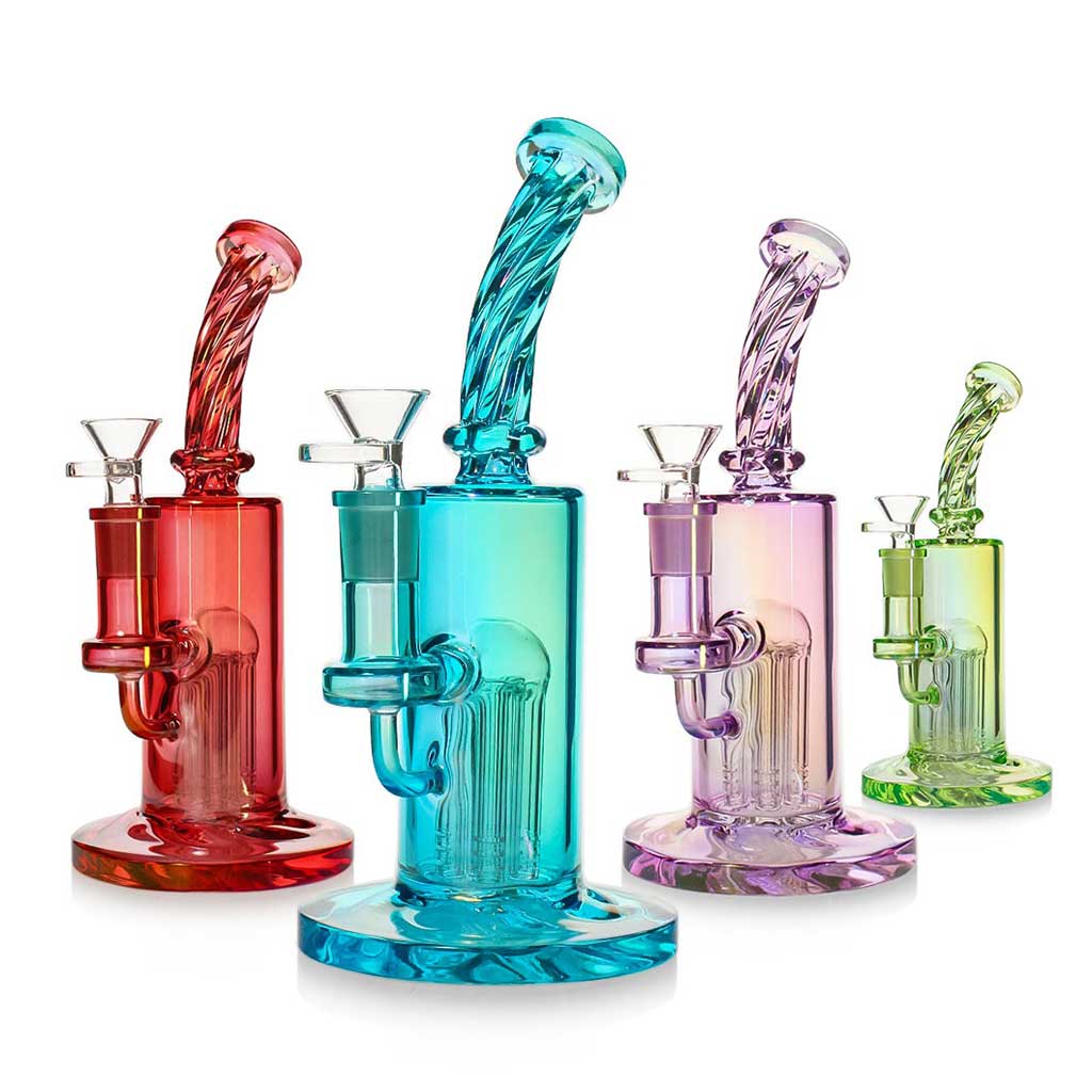 Blue Spiral Neck Tree Perc Cylindrical Rig – Buy Online at Honeybee Herb 