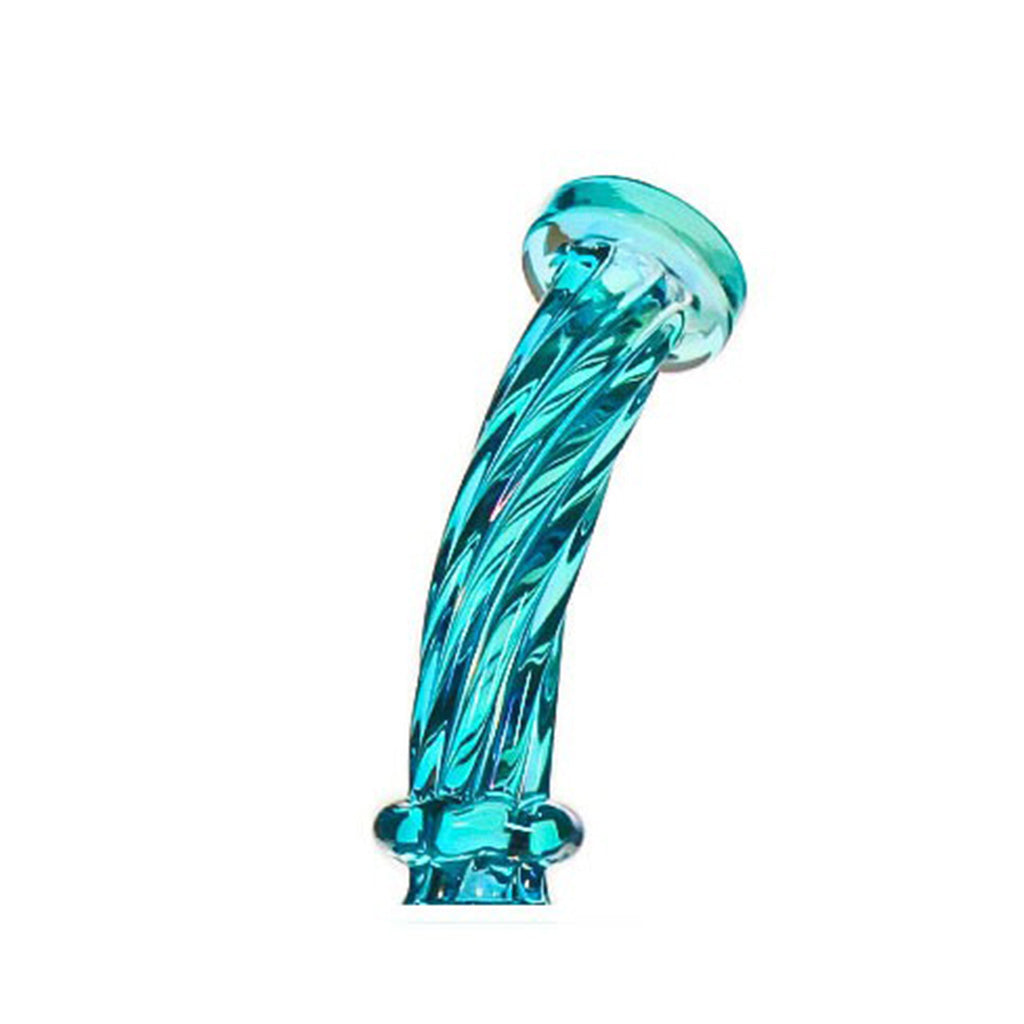 Close-up of spiral neck on Blue Tree Perc Cylindrical Rig – Shop Honeybee Herb 