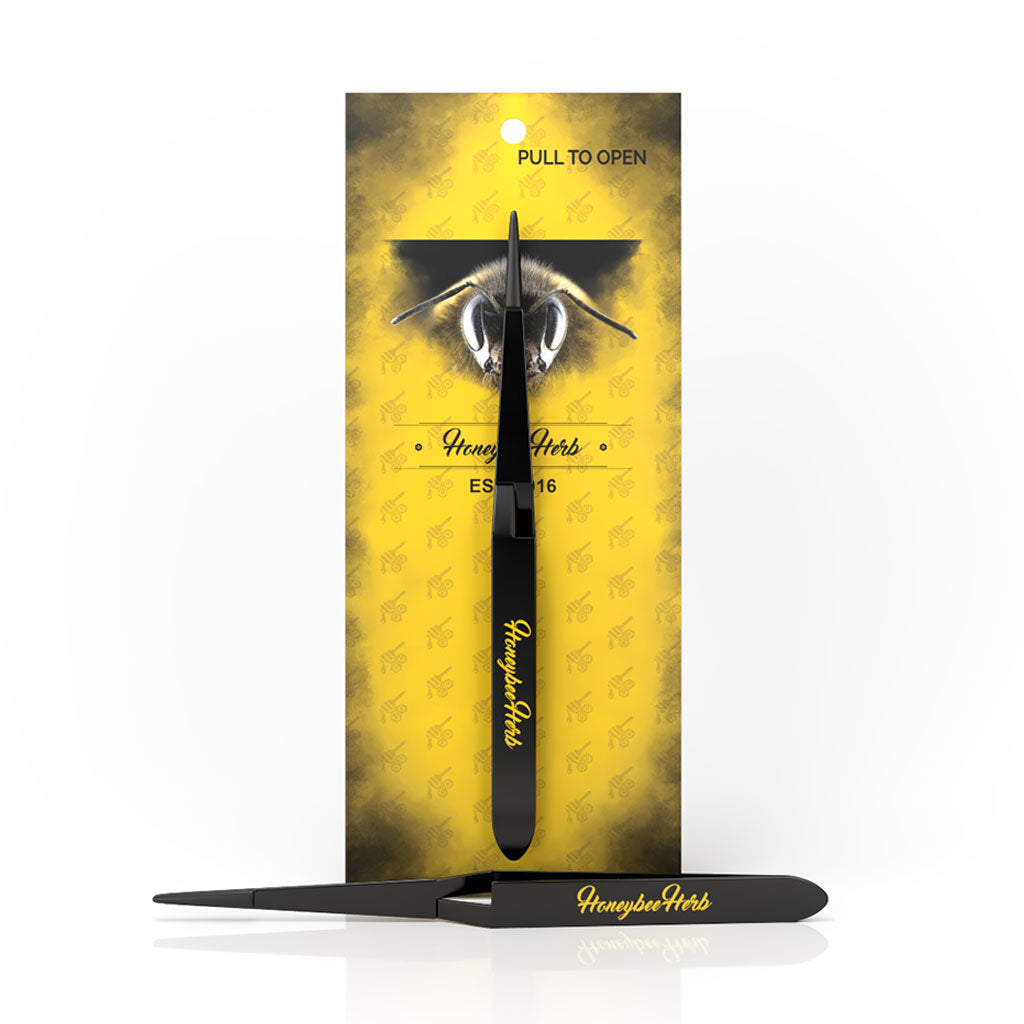 Stainless Steel Black Straight Tipped Reverse Tweezers Yellow Packaging