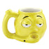 Stoned Emoji Premium Roast and Toast pipe mug with emoji face design, pineapple color accents, ceramic mug body, and front bowl