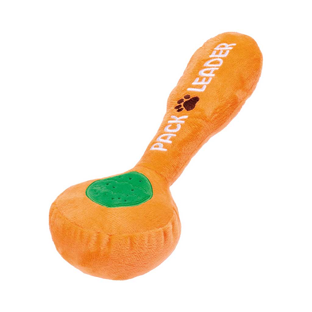 Stoned Puppy Hand Pipe Pack Leader Squeaky Dog Toy packaging tag front and back