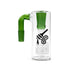 Straight Can Matrix Perc Ash Catcher with 14mm male joint 90°, clear glass body, green accent downstem and matrix perc.