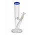 Jade blue straight tube bong with ice catcher and round base ready to ship
