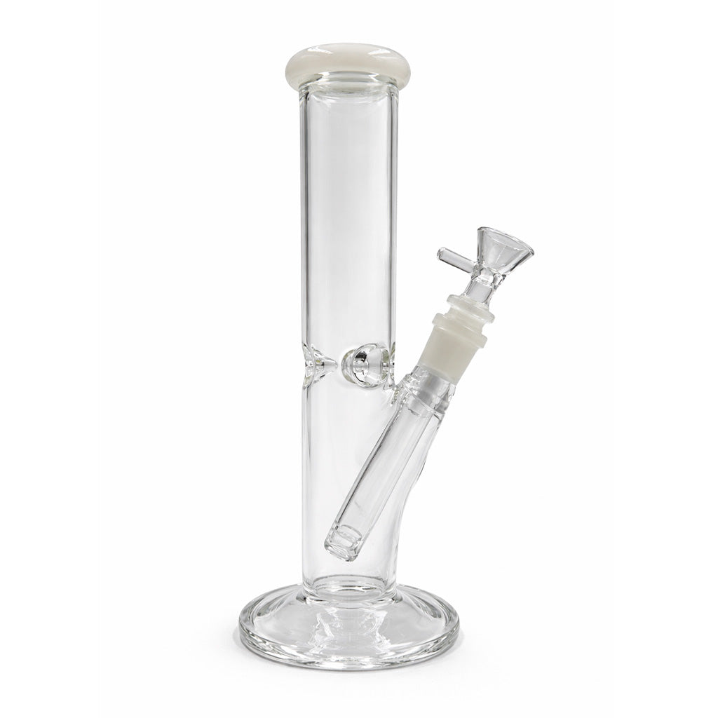 Shop white straight tube water bong with ice catcher, round base, and bowl
