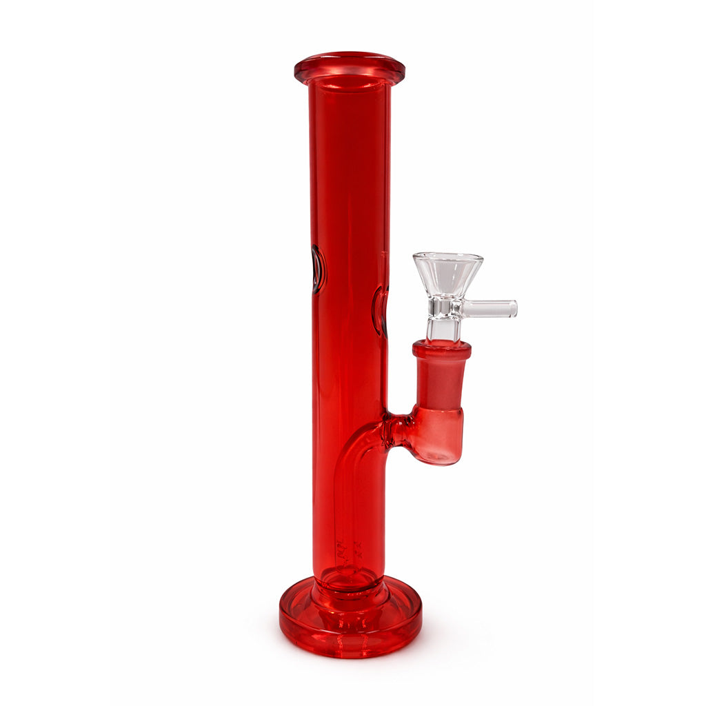 Buy red straight tube glass bong with diffuser downstem and bowl