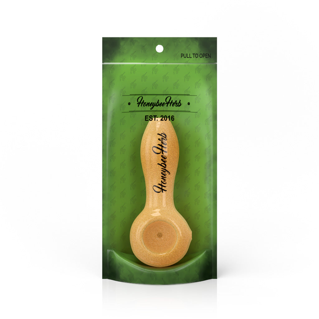 Honeybee Herb Sundance 4-Inch Glass Spoon Pipe Sand Color Glass Smoking Accessory Packaging
