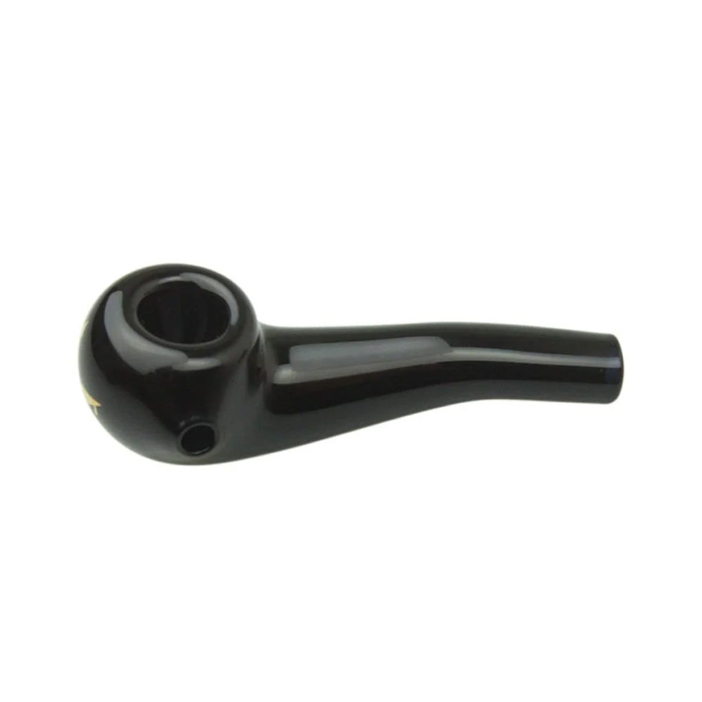 Side view of black glass Taster Pipe Surrender 3 inch taster pipe with carb hole 
