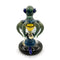 Head on view of Lookah TATAOO blue green sandblasted talisman glass rig showing the bowl and compact water pipe design for clean, smooth hits 