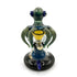 Head on view of Lookah TATAOO blue green sandblasted talisman glass rig showing the bowl and compact water pipe design for clean, smooth hits 