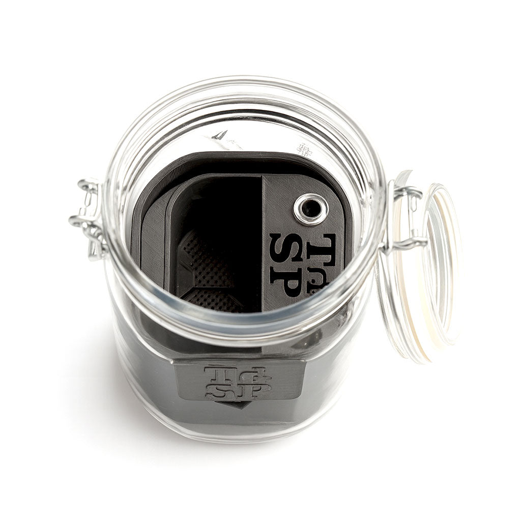 top view of black terp slurp pump inside jar, order now