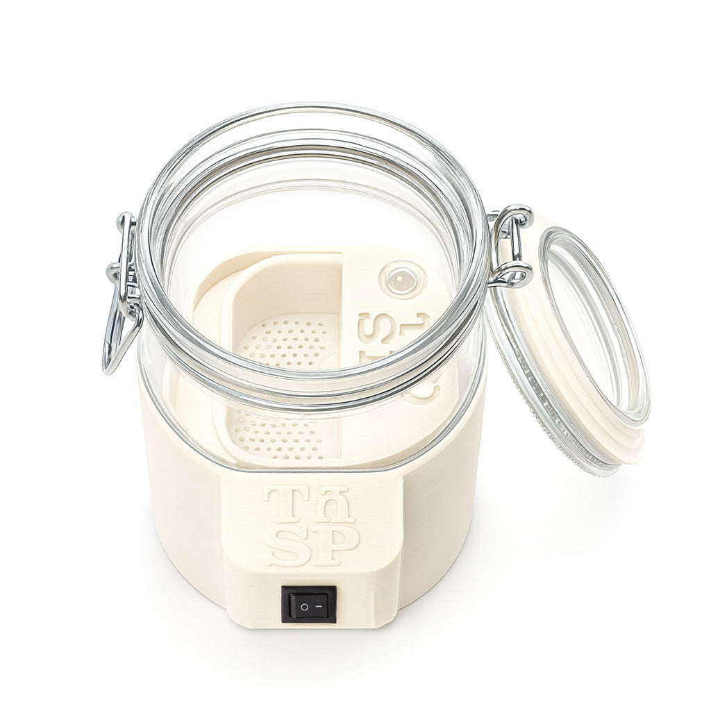 top view white terp slurp pump inside jar, smell-proof concentrate jar