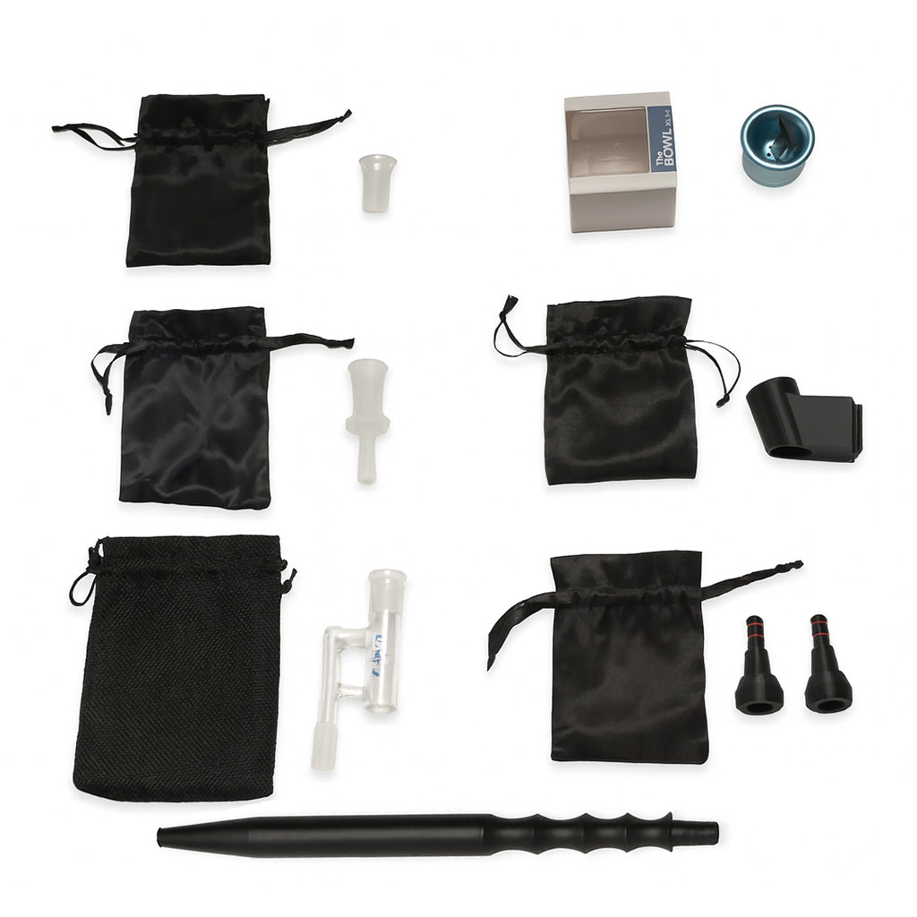 Front view of The Box by Lidavel black dab rig chiller with blue coils, premium cooling accessory for sale at Honeybee Herb.