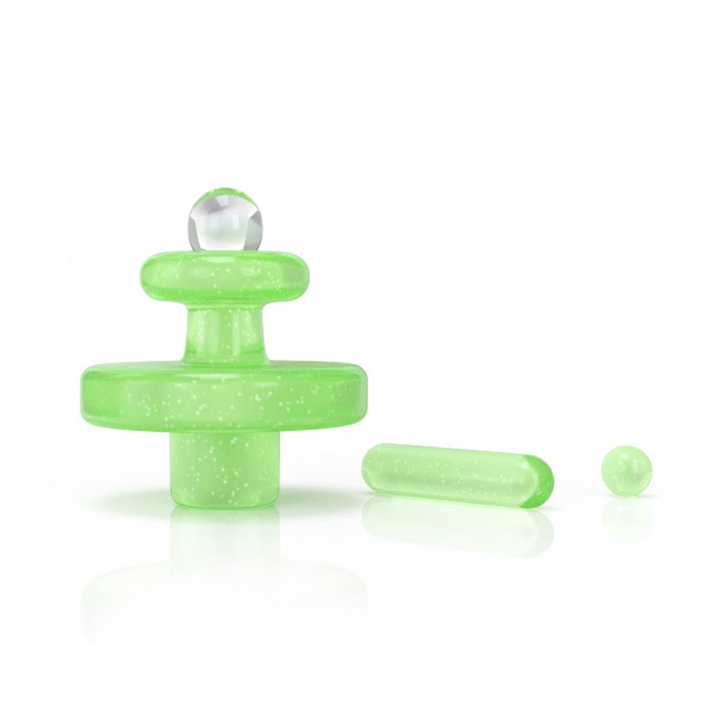 Honeybee Herb's 3-Pack Slyme Glass Opal Deluxe Control Tower Set with UFO Carb Cap, Terp Pills & Terp Pearl Clear View