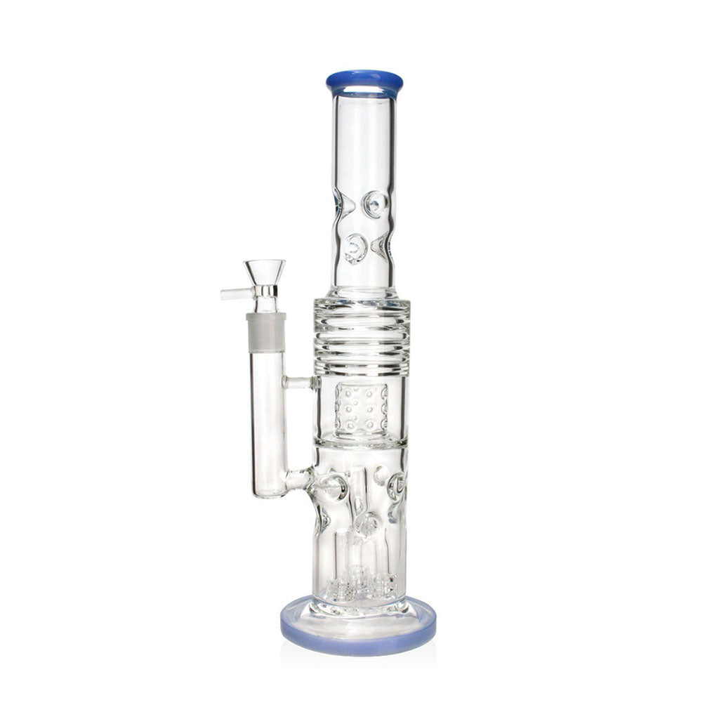 Blue Triple Matrix Perc honeycomb straight tube bong—buy online at Honeybee Herb with fast shipping.