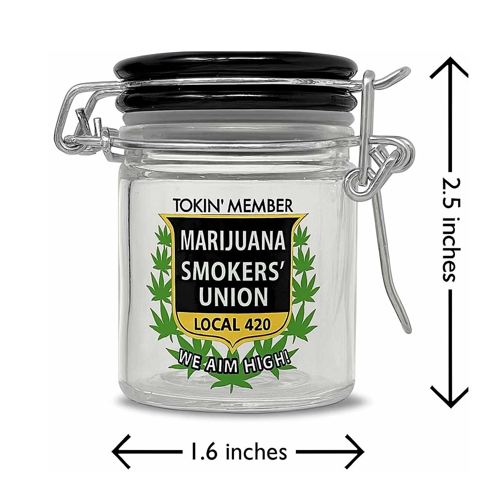 Ted Miller Innovations Union Stash Mini Jar Local 420 – Shown With Height And Width Dimensions For Compact Storage