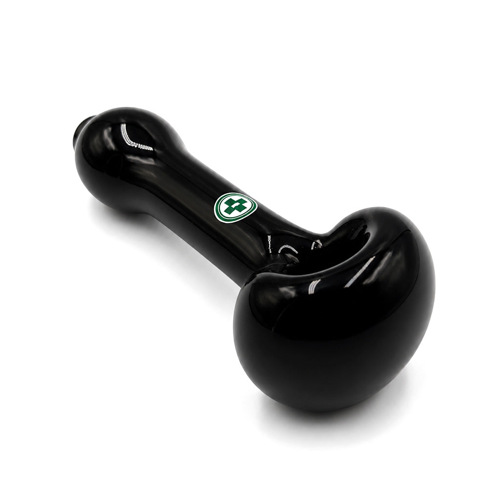 Black frit glass spoon pipe by USA Made Glassworks, 4 inches long.