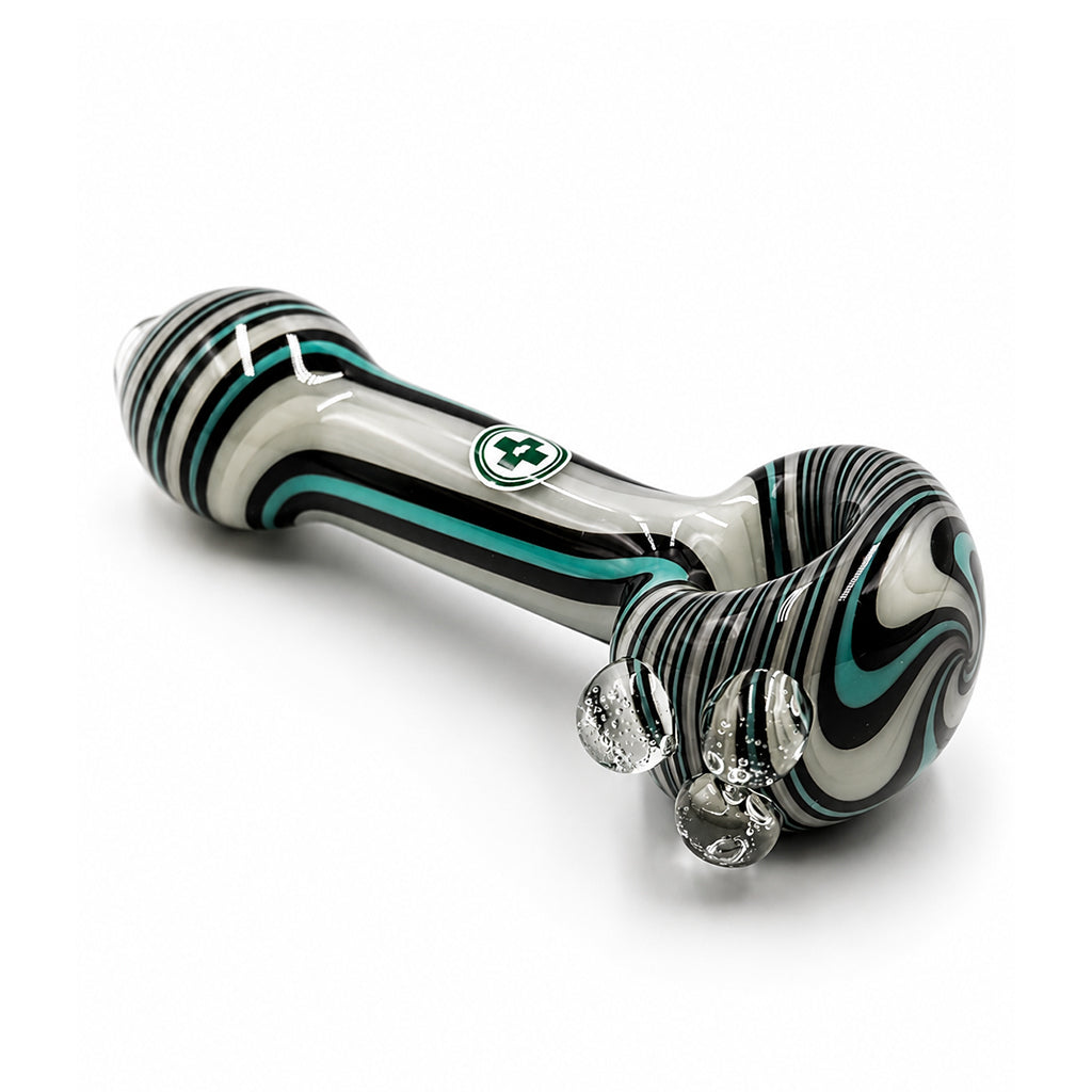 USA Made Glassworks Linework glass hand pipe in Shadow Reef, 4-inch length.