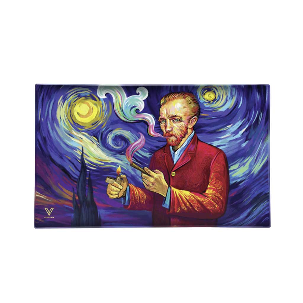  van gogh glass rolling tray — shatter-resistant, easy to clean — buy now at honeybee herb