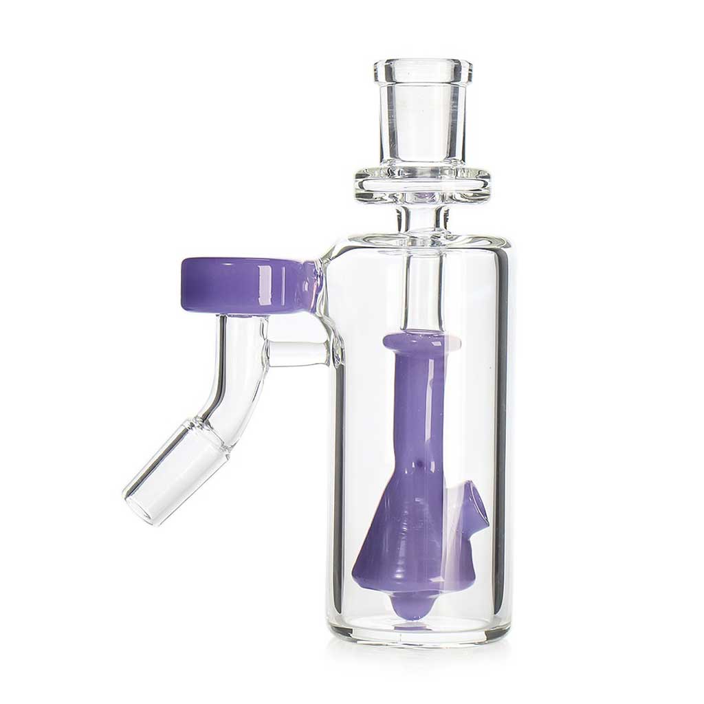 Vented Bell Perc Ash Catcher in Purple – Side View – Buy Online at Honeybee Herb 