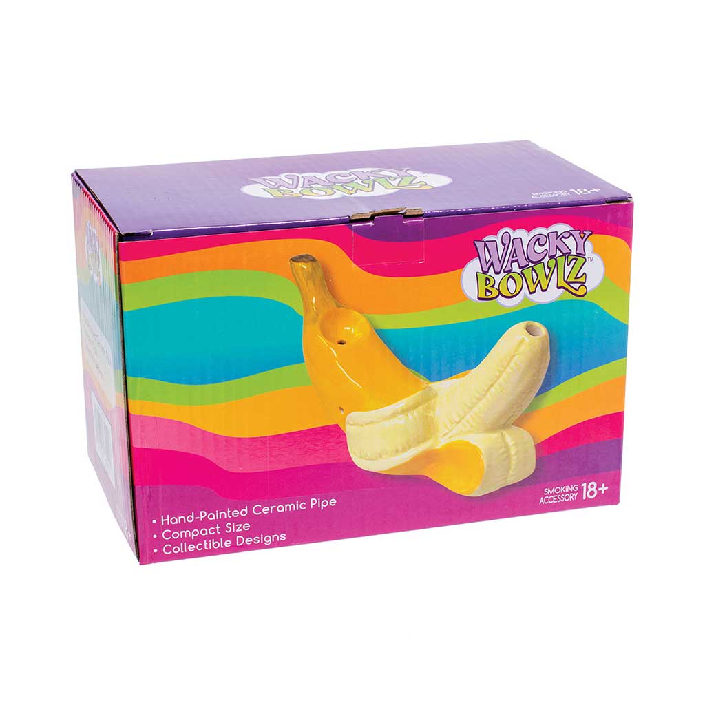 Wacky Bowlz Large Banana Ceramic Pipe Packaging Available At Honeybee Herb