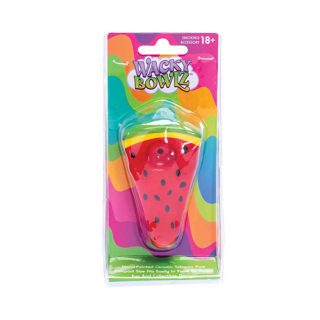 Watermelon Slice Fruit ceramic hand pipe in retail packaging—purchase from Honeybee Herb with secure checkout and fast, discreet shipping. 