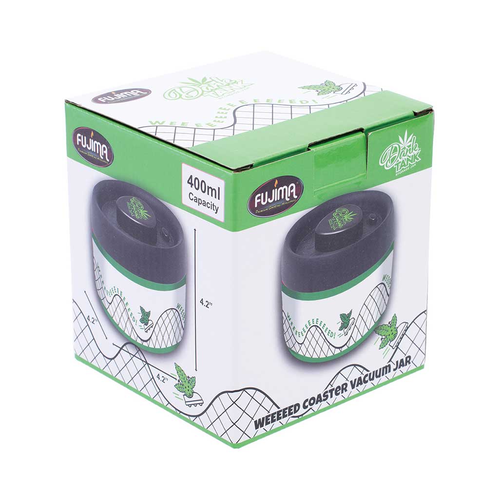  Weed Ultra Dank Tank Vacuum Jar retail box, 400ml odor control storage, order today at Honeybee Herb.