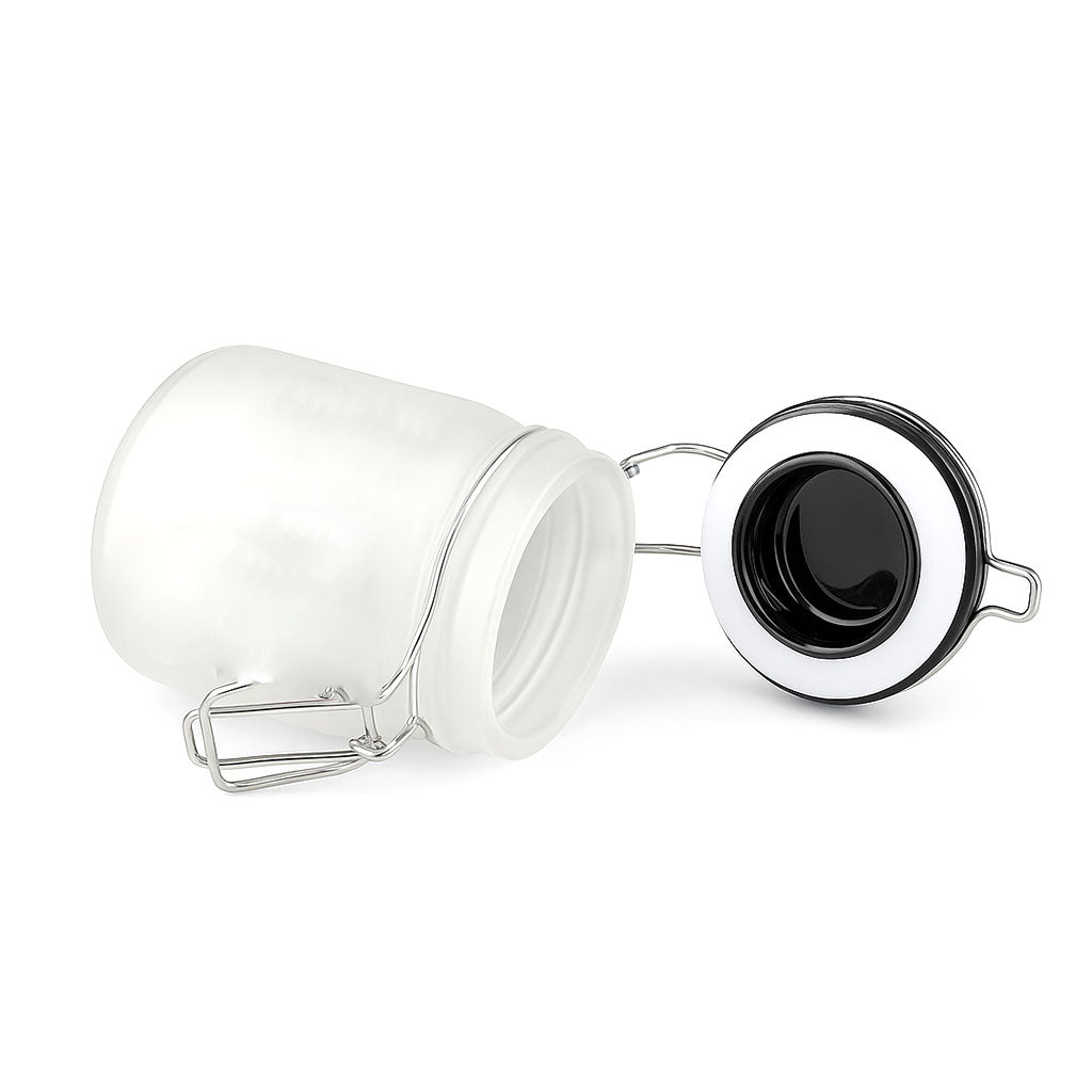 3.5-Inch Weekend Forecast Frosted Glass Storage Jar With Open Clamp Lid