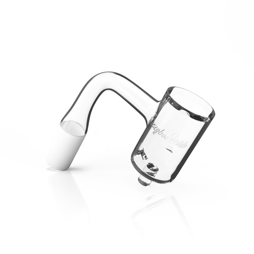 Clear Black-Line Whirlwind Enail Quartz Banger 14mm Male With 90° Joint At Honeybee Herb