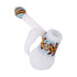 white glass bubbler featuring colorful wig wag swirl, durable handcrafted glass pipe for smooth hits, buy online at honeybee herb
