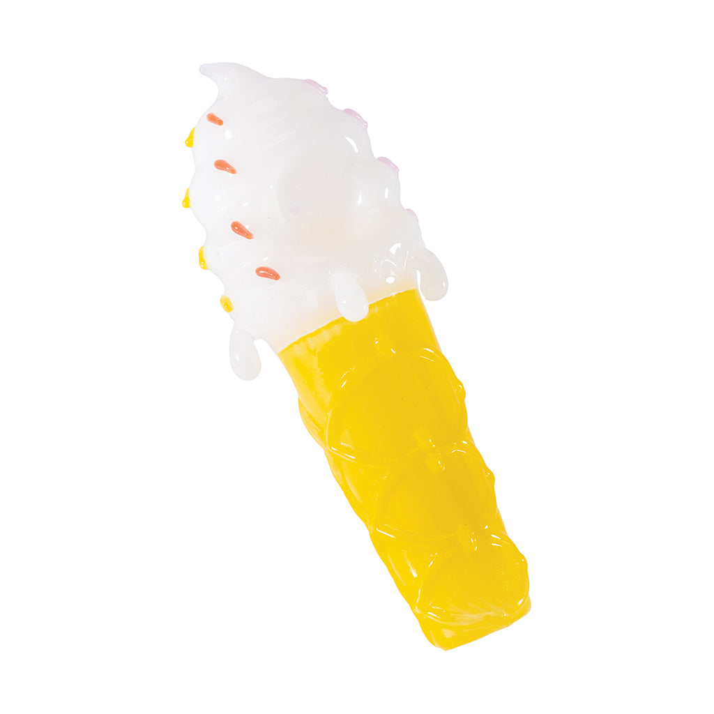 Shop White Ice Cream Cone glass spoon hand pipe—portable, easy hits. In stock with fast delivery.
