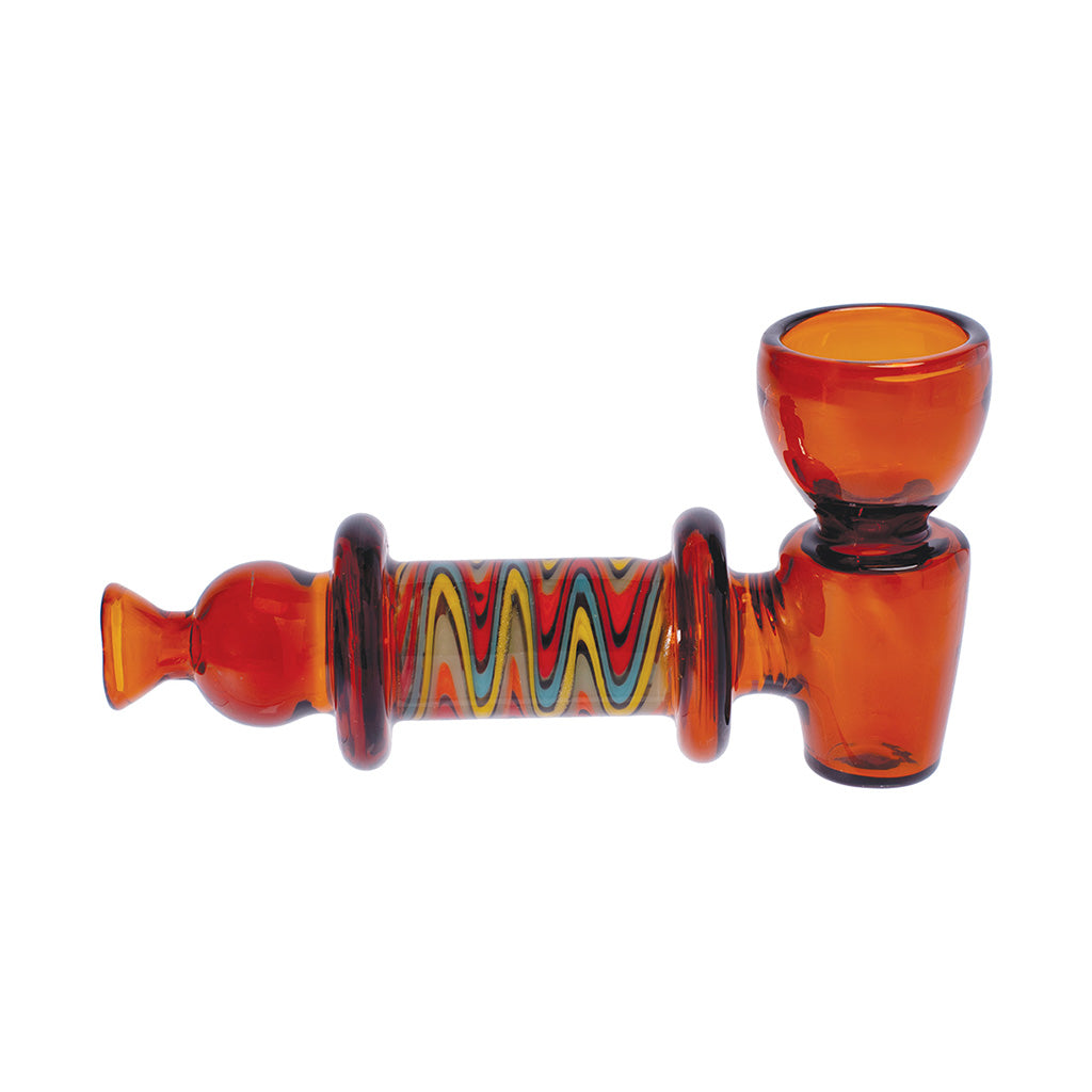 Wide Bowl Wig Wag Hand Pipe in blue bears design, premium glass pipe at Honeybee Herb