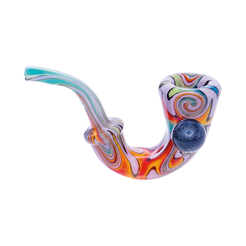 buy purple wig wag sherlock glass pipe with marble—secure checkout at honeybee herb