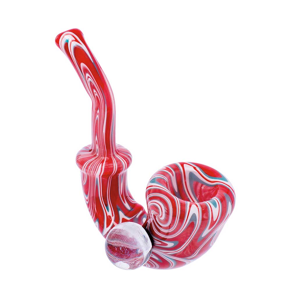 red wig wag sherlock glass pipe—order online today, perfect for one-hitter setups