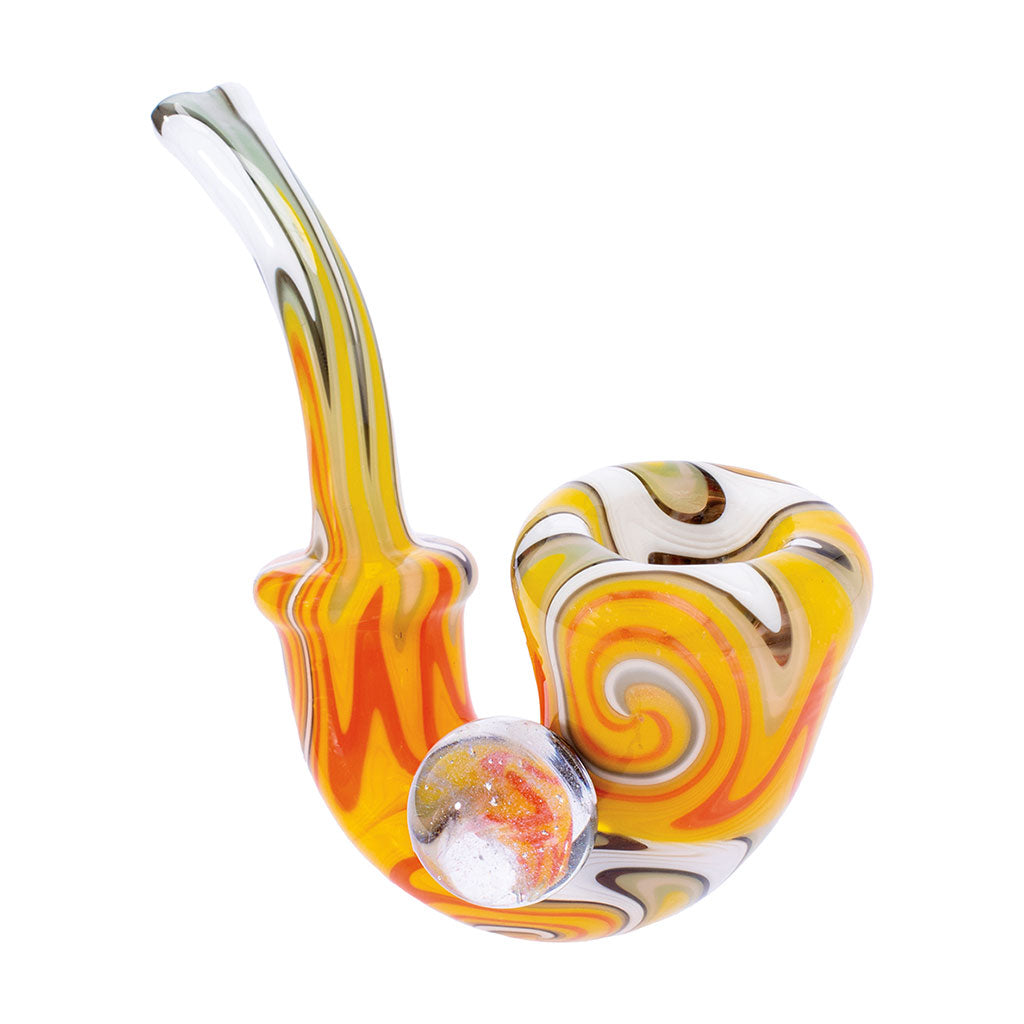 shop yellow wig wag sherlock pipe with clear marble—add to cart for quick delivery 