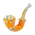 buy yellow wig wag sherlock glass pipe—left-profile view, dugout ready with fast shipping