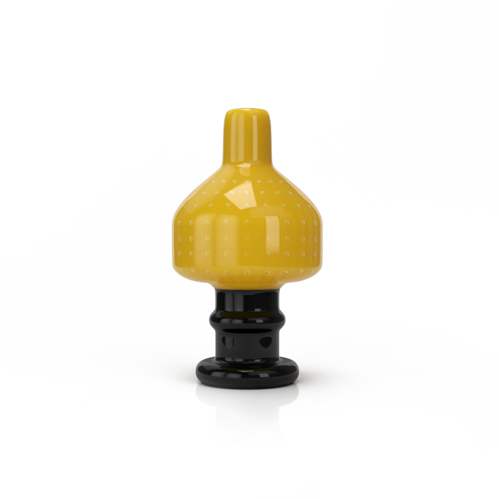 Black Handle Yellow Top Glass Directional Airflow Sweet Bubble Carb Cap Without Packaging Product View