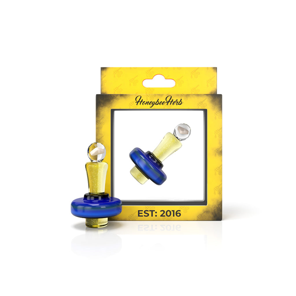 Yellow On Blue Opal Bell Top Terp Slurper UFO Carb Cap