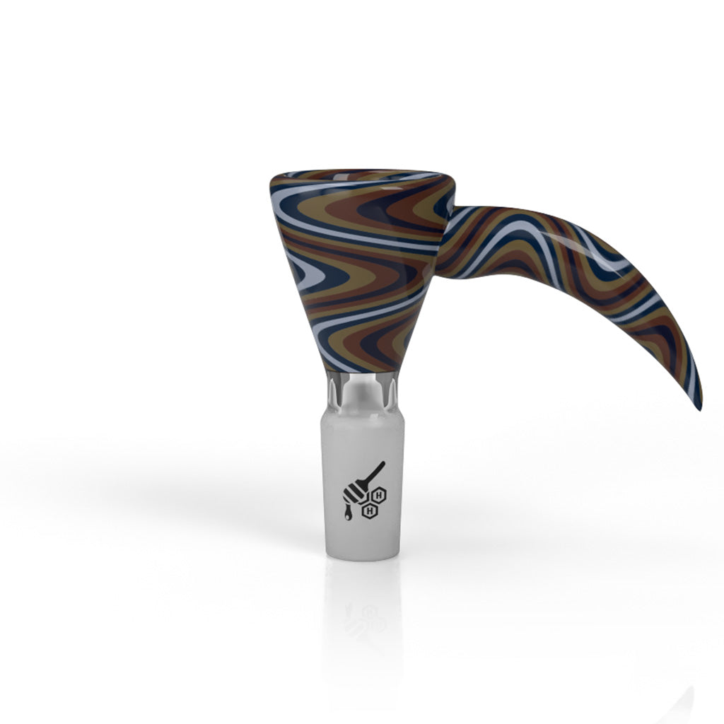 Honeybee Herb Yellow_Orange Martini Fire Wig Wag With Horn Pull Bong Bowl