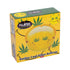 Yellow Smiley Leaf Glass Ashtray packaging, durable glass ashtray with fun smiley leaf design from Honeybee Herb