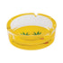 Yellow Smiley Leaf Glass Ashtray side view, premium glass ashtray with smiley leaf design, smoking accessory at Honeybee Herb