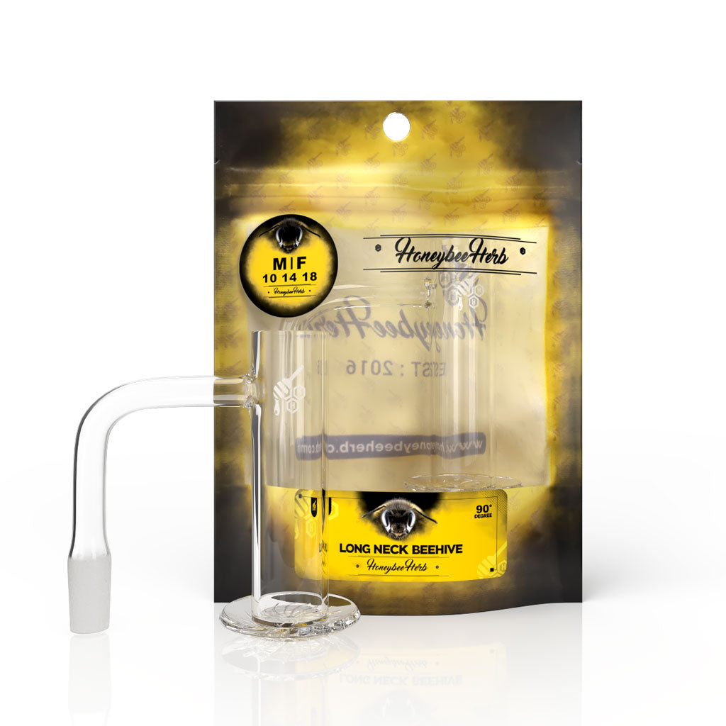 Long Neck Beehive Quartz Banger 90 Degree YL Honeybee Herb