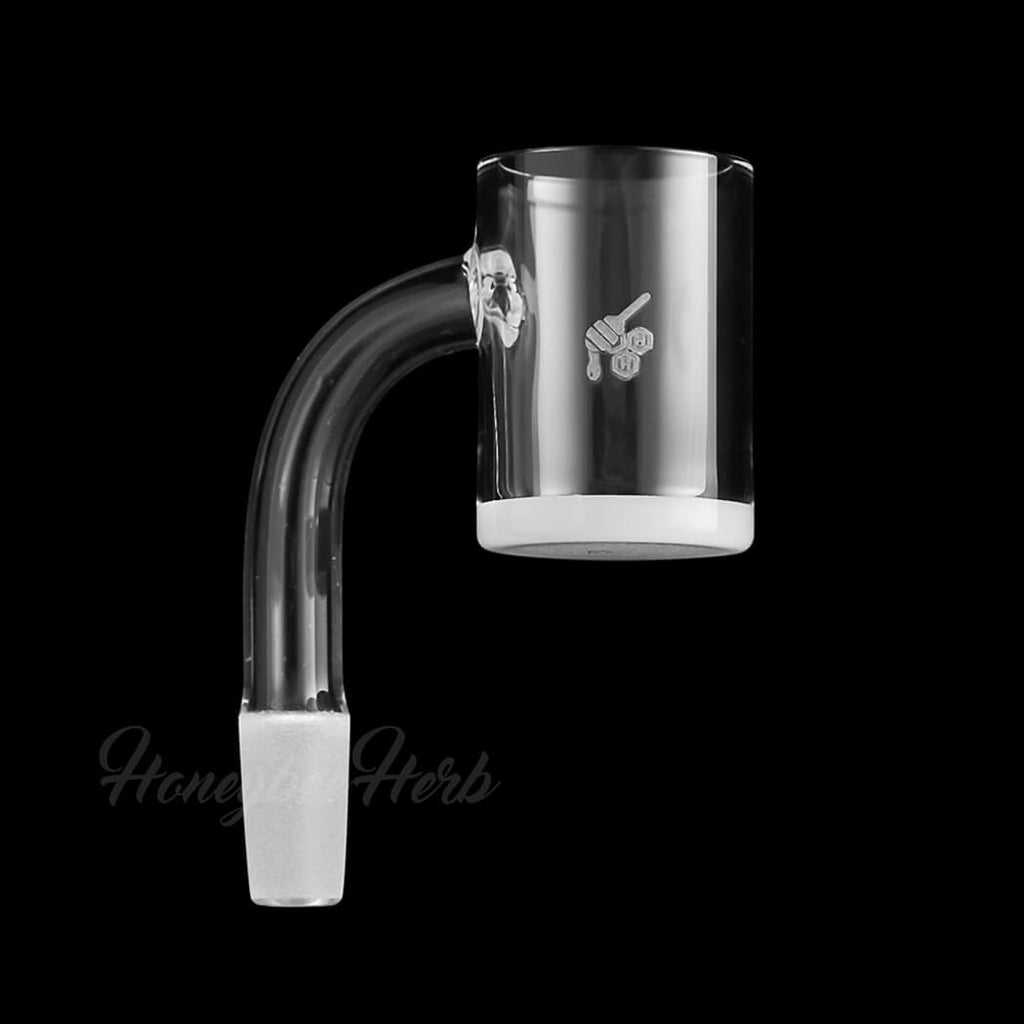 Honey & Milk Quartz Banger 90 Degree Yellow Line with 10mm 14mm 18mm Male & Female Joints for Dab Rigs Bongs | Honeybee Herb