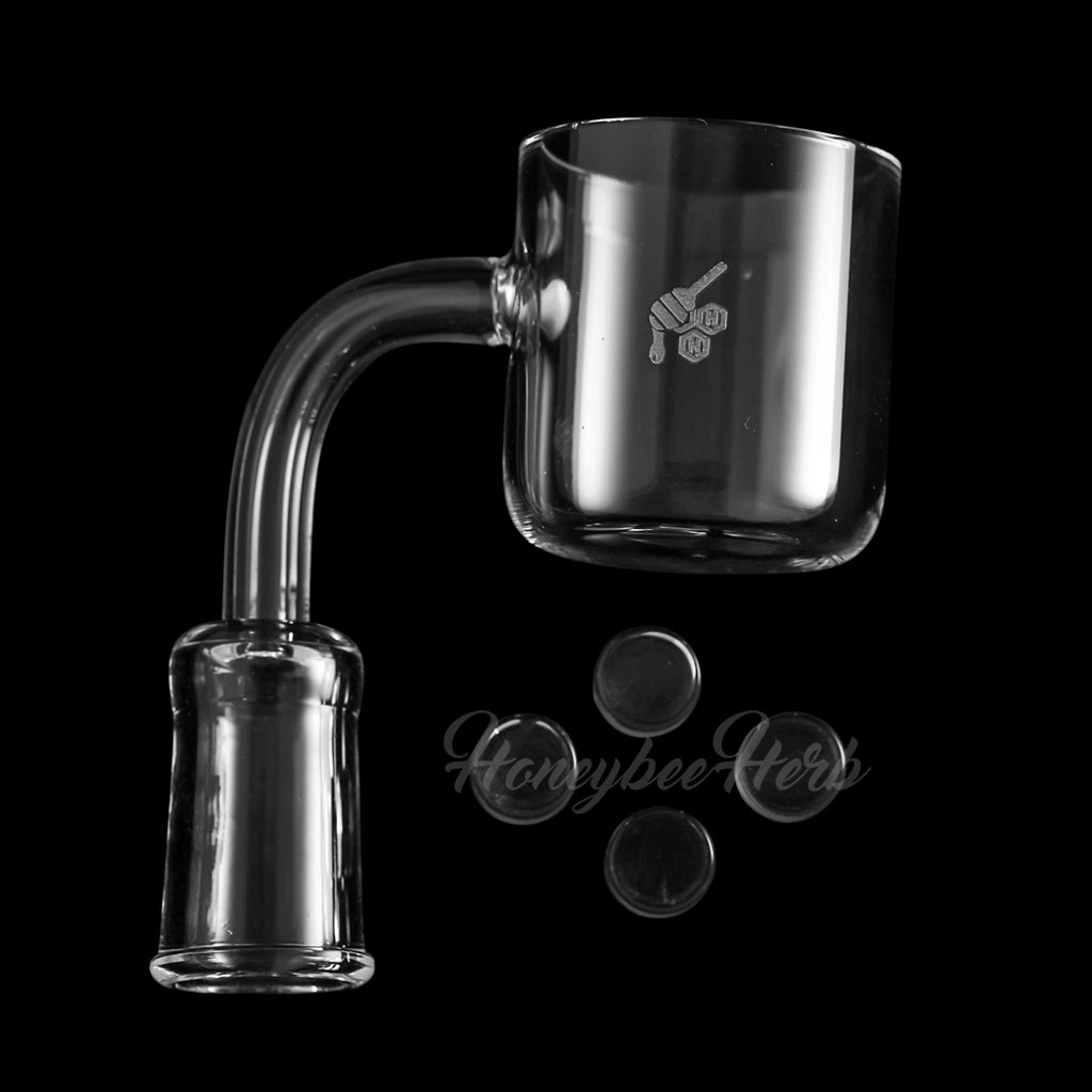 Quad Core Reactor 90° Quartz Banger YL Honeybee Herb