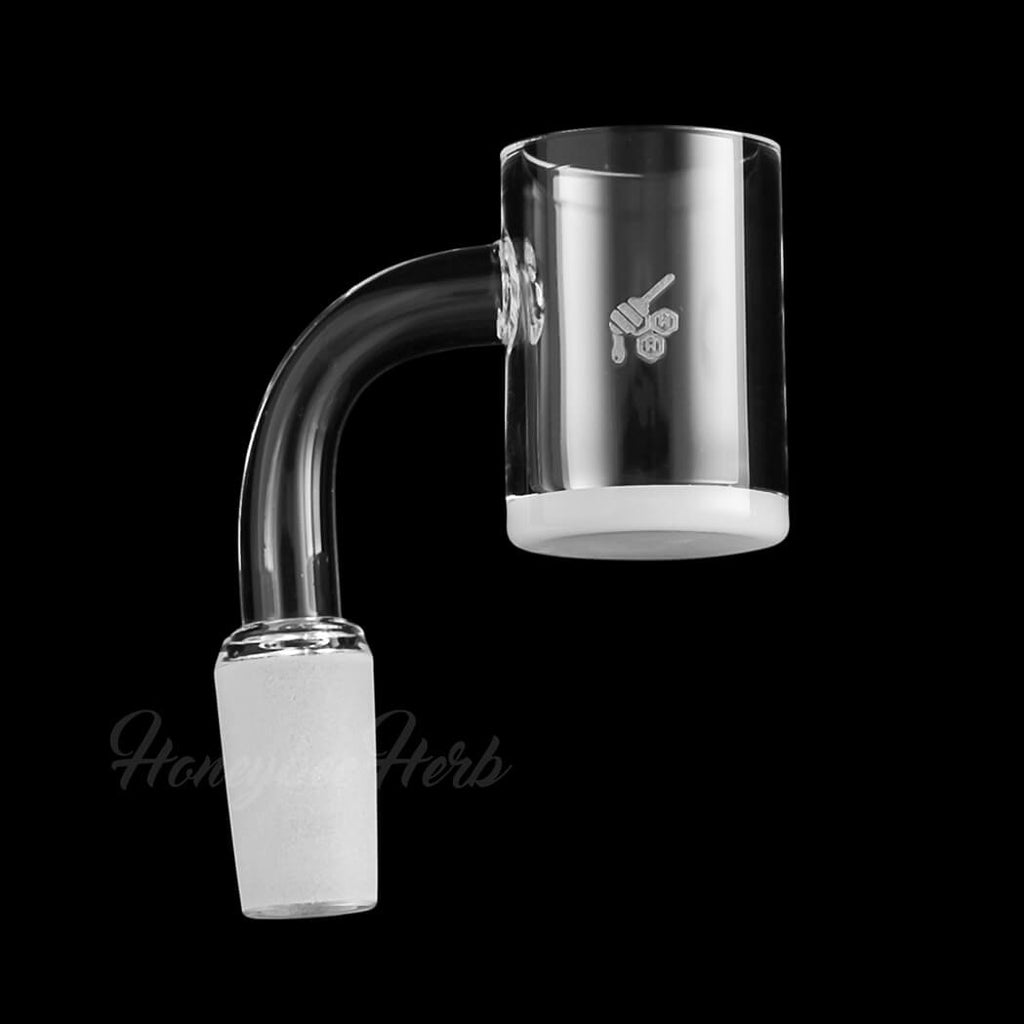 Honey & Milk Quartz Banger 90 Degree Yellow Line with 10mm 14mm 18mm Male & Female Joints for Dab Rigs Bongs | Honeybee Herb