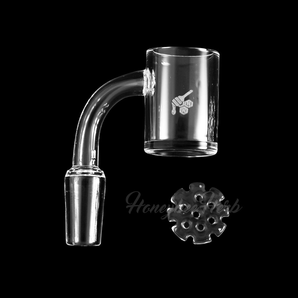 Honey Disc Quartz Banger 90Â° Degree Yellow Line with 10mm 14mm 18mm Male & Female Joints for waterpipes | Honeybee Herb