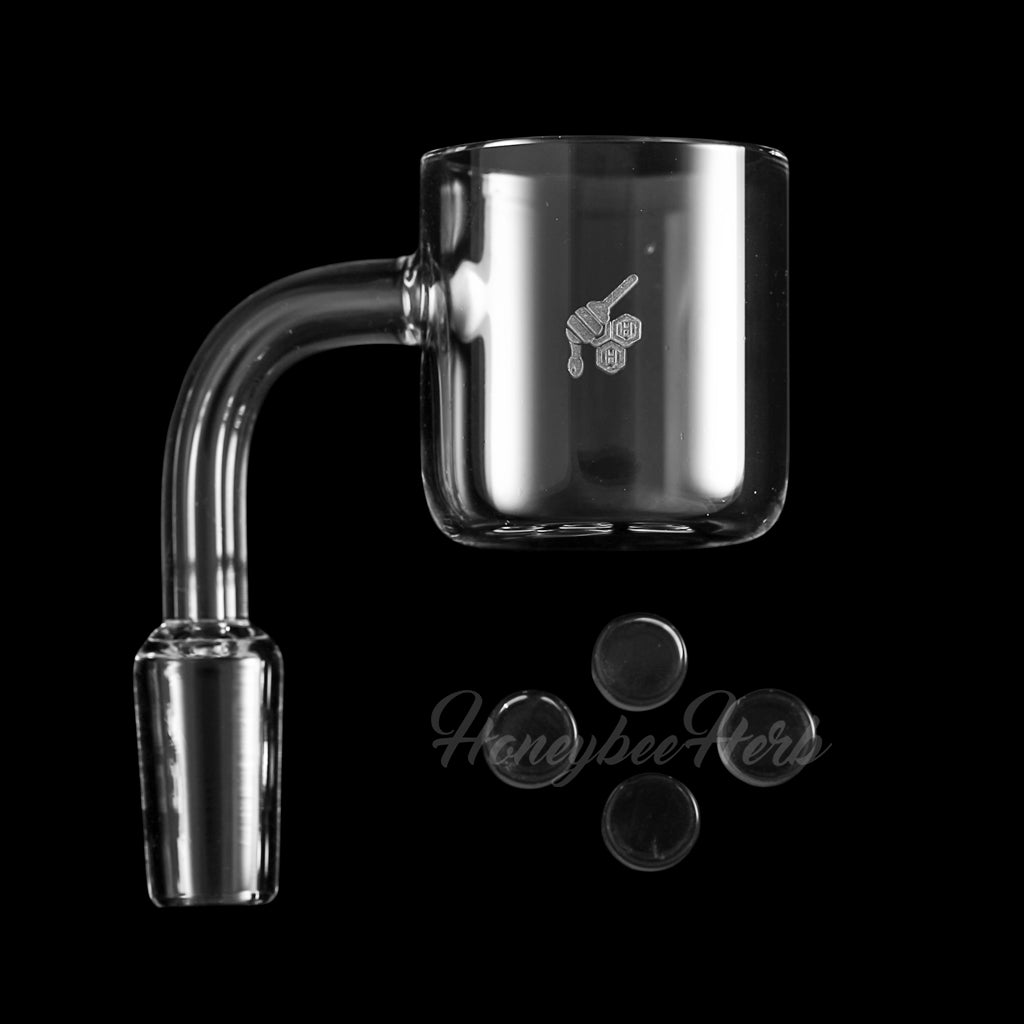 Quad Core Reactor 90° Quartz Banger YL Honeybee Herb