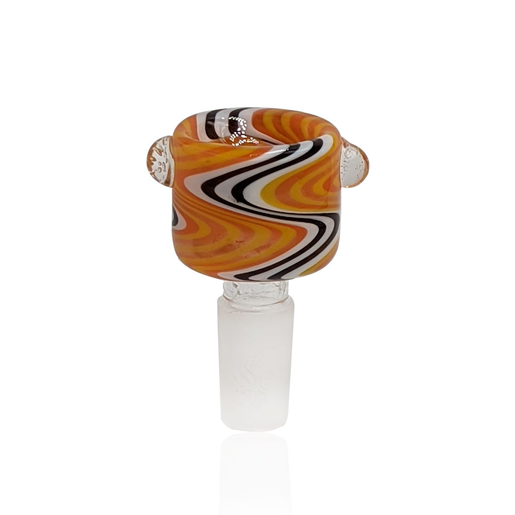 14mm Male Frosted Joint Orange Color Wig Wag Glass Slide Bong Flower Bowl 
