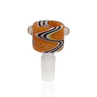 Thumbnail for 14mm Male Frosted Joint Orange Color Wig Wag Glass Slide Bong Flower Bowl 
