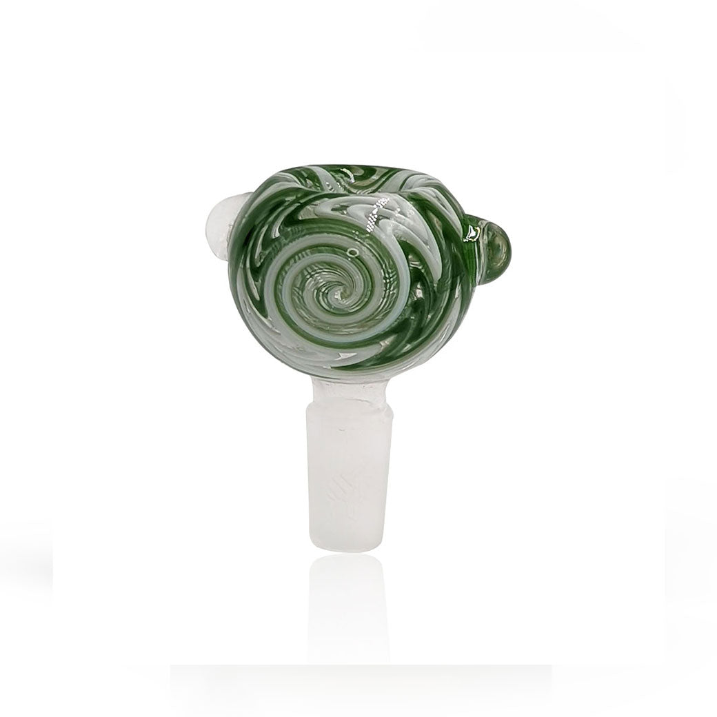14mm Male Frosted Joint FB-10 Green Twisted Design Glass Slide Bubble Flower Bong Bowl